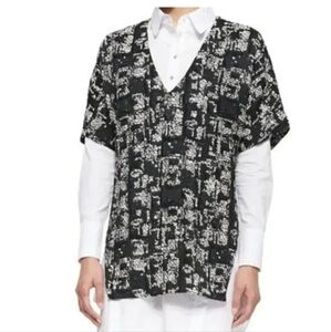 Marissa Webb Black White Tweed Boxy Top Size Large